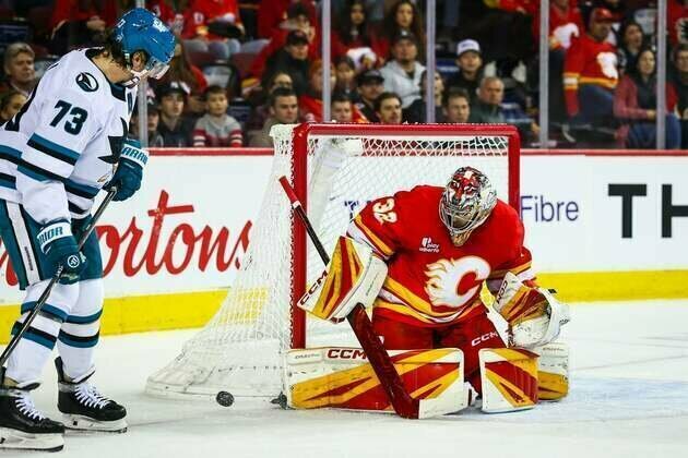 Flames' Dustin Wolf needs just 16 saves to shut out Sharks