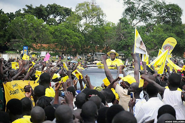  andidate useveni like all the other seven candidates has for the last three months been on a countrywide campaign trail