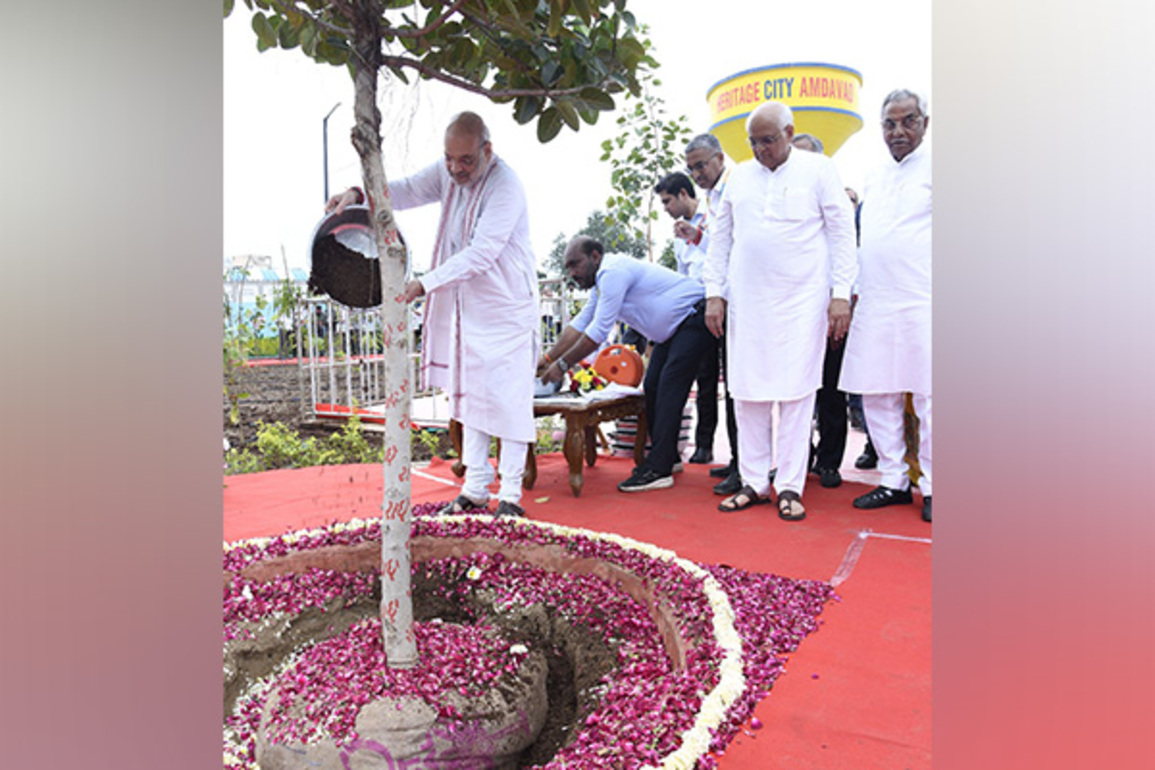 Union Home Minister Amit Shah, Gujarat CM Patel lead tree plantation drive at Ayushman Van, Ghatlodia