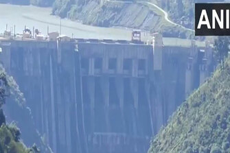 Gates of Baglihar Hydroelectric Power Project Dam remain closed