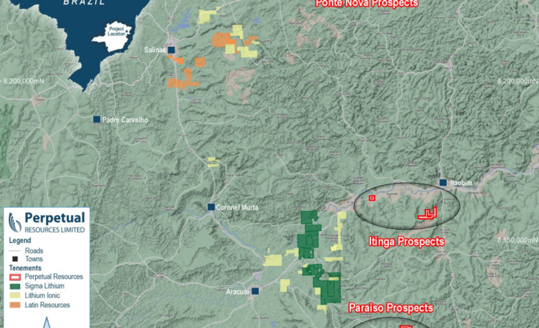 Projetos de lítio da Perpetual em MG/Reprodução
