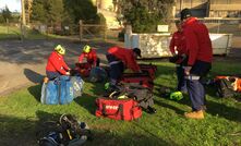 The Northparkes ERT setting up for the Victorian Mine Rescue Competition.