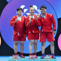 (SP)CHINA-CHENGDU-THE WORLD GAMES 2025-SAMBO-WOMEN'S COMBAT -80KG-AWARDING CEREMONY (CN)