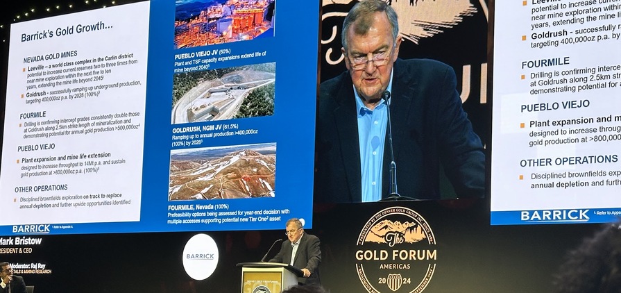 Barrick's Mark Bristow presenting at GFA 2024. 