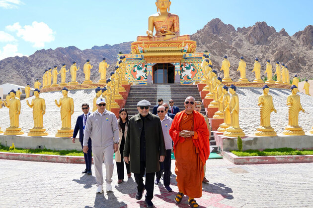 VP Radhakrishnan visits Buddha Park of Peace in Leh, commends MIMC's humanitarian initiatives