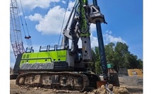 A Zoomlion ZR255R rotary drilling rig at work on the upgrading and renovation of the Pan-Borneo Highway in Sabah, Malaysia, a Belt and Road Initiative-related project