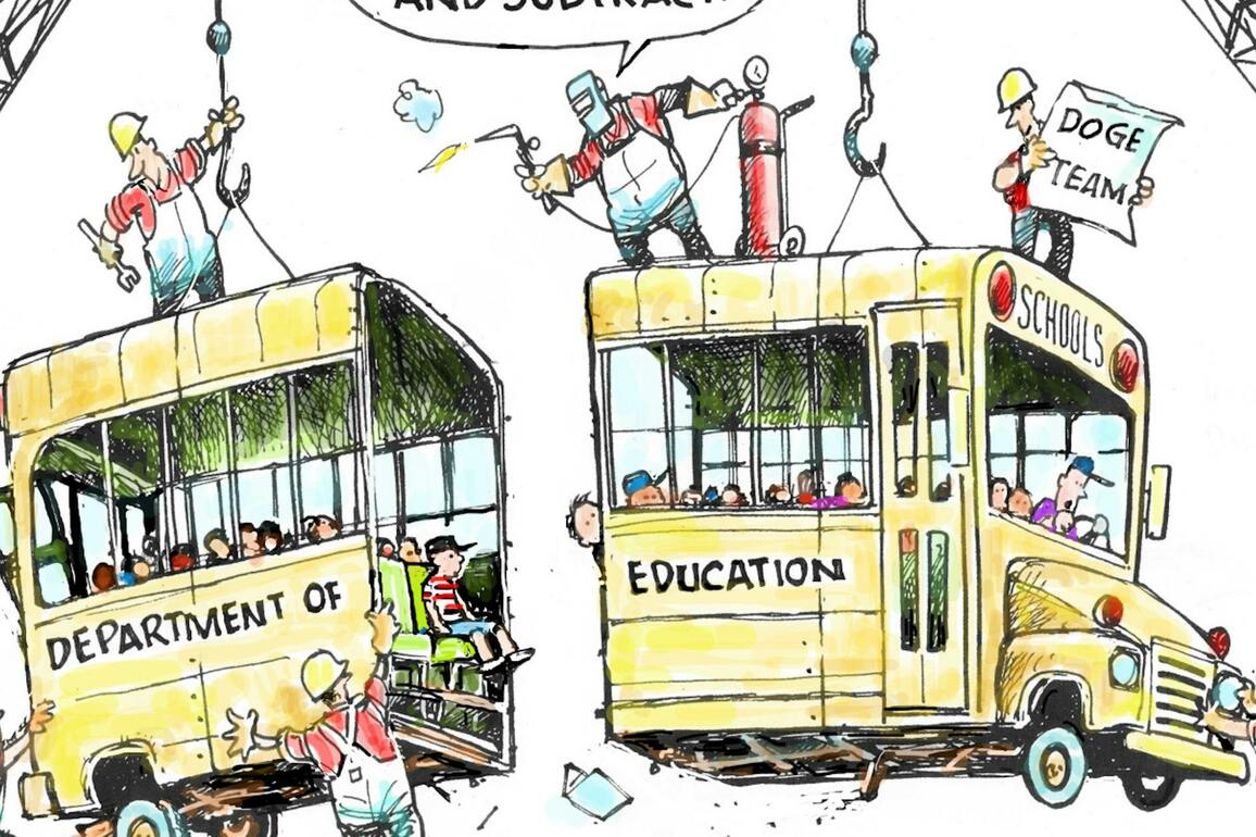 Editorial cartoon- Dave Granlund on Education Department cuts