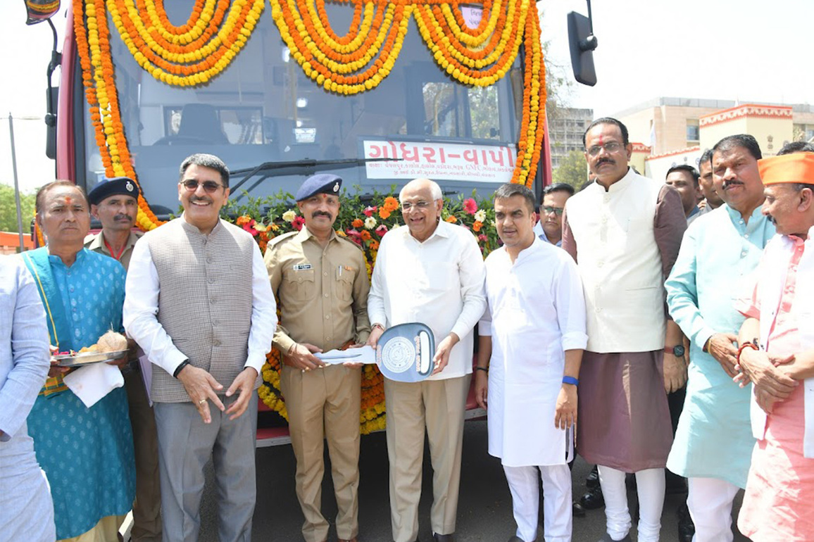 Gujarat CM and Deputy CM flag off 182 new buses for all Assembly constituencies in Gandhinagar