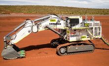 A Liebherr R9600 excavator at BHP's South Flank iron ore operation.