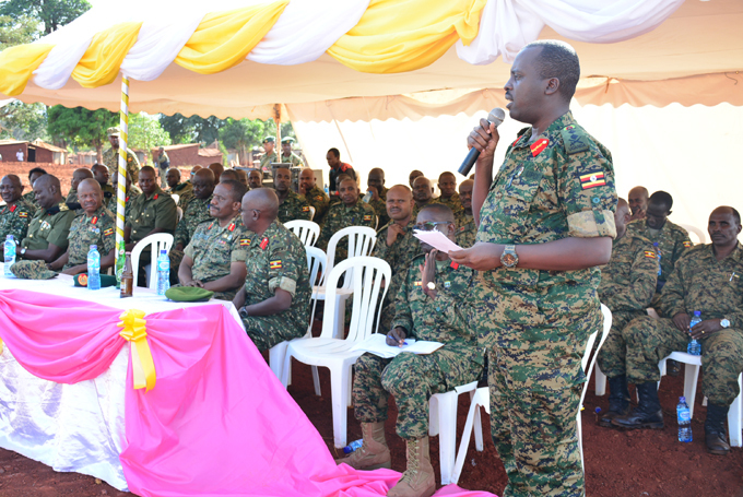 en avld uhoozi addressing  fficers and families that attended the ground breaking ceremony in buya