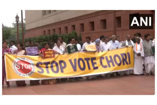 INDIA bloc continues protest against Bihar SIR at Parliament