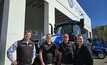 Jarrod Stephenson, Cadmac Machinery, and Mitch Price, Adam Blachut and Amanda Blachut, from Intersales. Photo courtesy Case IH.