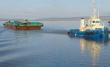 A tug and barge enroute to Bauxite Hills from Wyndham.