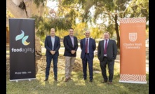  Food Agility Chief Scientist Professor David Lamb, Food Agility CEO Richard Norton, CSU Interim Vice-Chancellor Professor John Germov and CSU Chief Operating Officer Rick Willmott. CSU will be hosting a high-tech 'hands-free' farm.