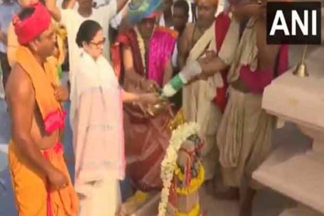 West Bengal CM Mamata Banerjee takes part in Maha Yajna ahead of inauguration of Shri Jagannath Temple in Digha