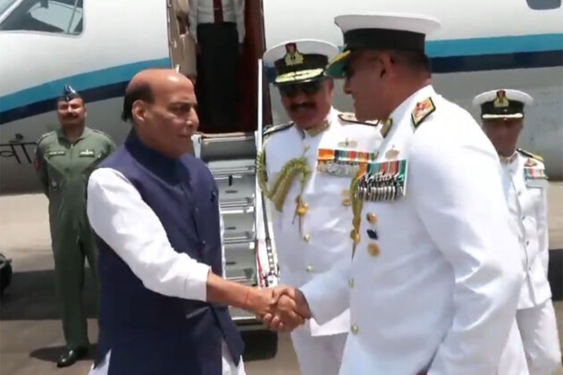 Rajnath Singh lands in Visakhapatnam ahead of INS Taragiri and Aridhaman commissioning