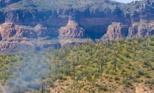 An Arizona Copper Basin railway freight train. 