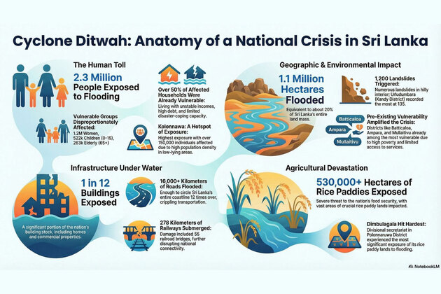 Cyclone Ditwah inundates 1.1 million hectares in Sri Lanka; 2.3 million people exposed: UNDP