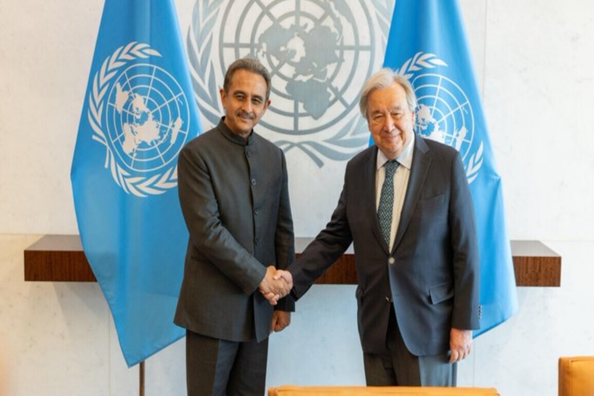 MoS for External Affairs Kirti Vardhan Singh holds "productive meeting" with UN Chief Guterres