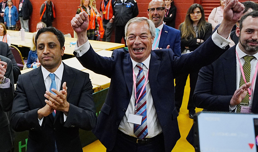 Zia Yusuf, left, with Nigel Farage © PA Images / Alamy Stock Photo