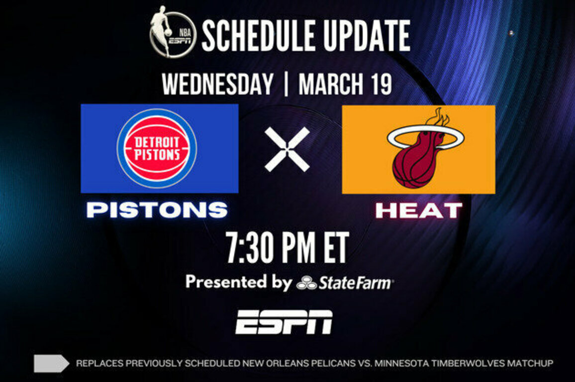 ESPN NBA Schedule Update: Miami Heat to Host Detroit Pistons on March 19