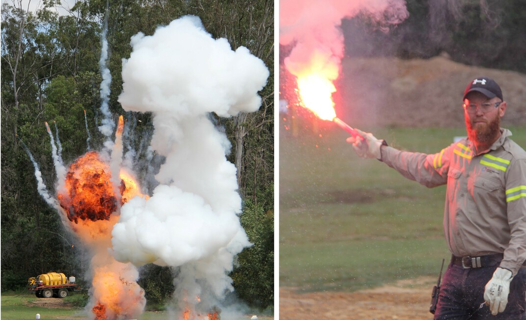 Reserve manager Andrew Campbell showing the power of explosives.