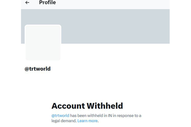 'X' account of Turkish broadcaster 'TRT World' withheld in India