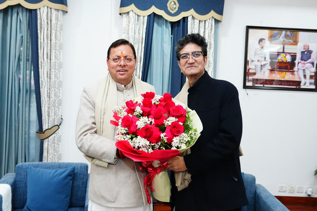 Uttarakhand CM Dhami meets CBFC Chairman Prasoon Joshi in Dehradun