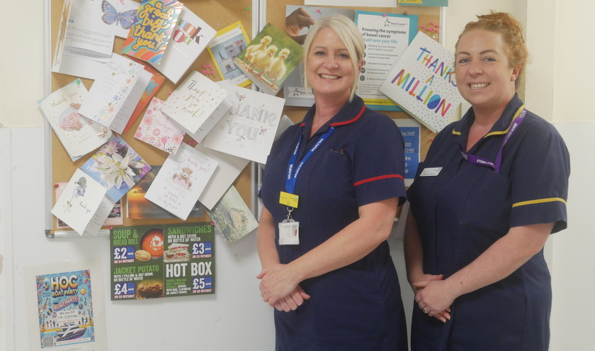 Susan Clemow, matron for colorectal, hepatobiliary, oesophageal-gastric, general and emergency surgery and lead stoma nurse Stacey Harper