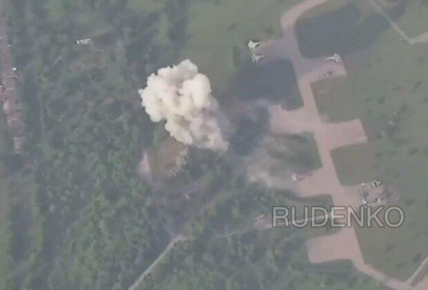 Russian military strike Ukrainian airfield