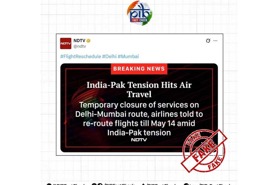 PIB Fact Check debunks "fake claim" on Delhi-Mumbai flight suspension