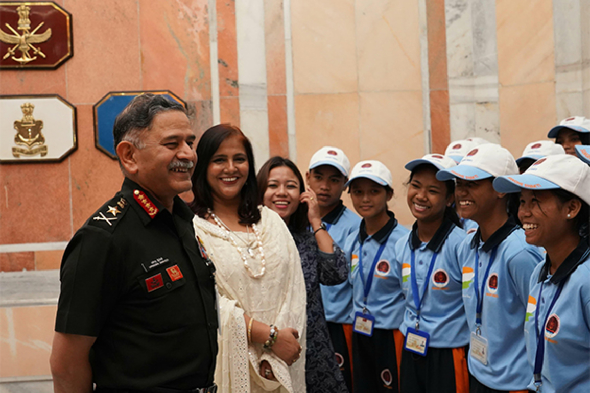COAS Gen Upendra Dwivedi interacts with tribal students during 'Dweep se Delhi' tour in Andaman Islands