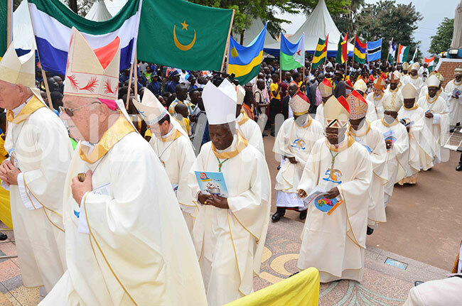   episcopal delegates in procession for the inaugural mass of their 18th plenary assembly at ubaga athedral on unday uly 21