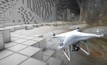Flying drone with camera digitally mapping cave
