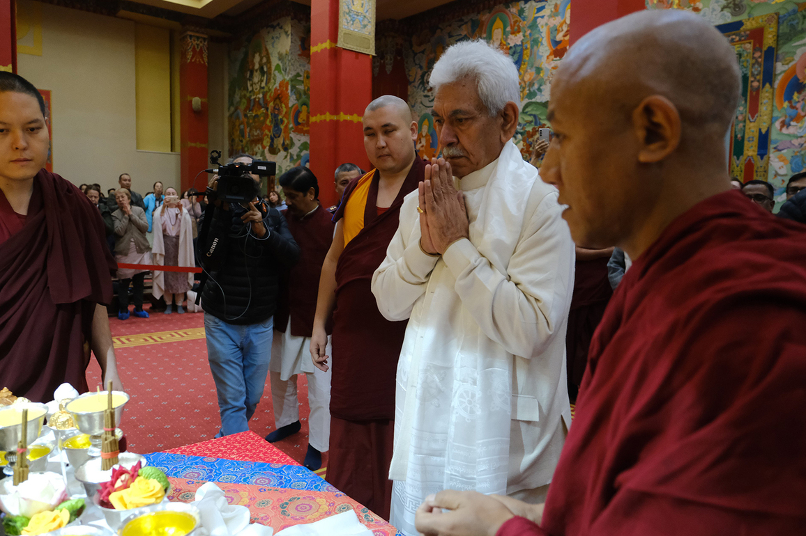 J-K LG Manoj Sinha reaches Russia to bring back holy relics of Lord Buddha