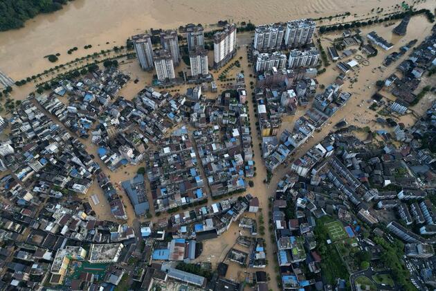 Drone footage: Inside the flood disaster in SW China county