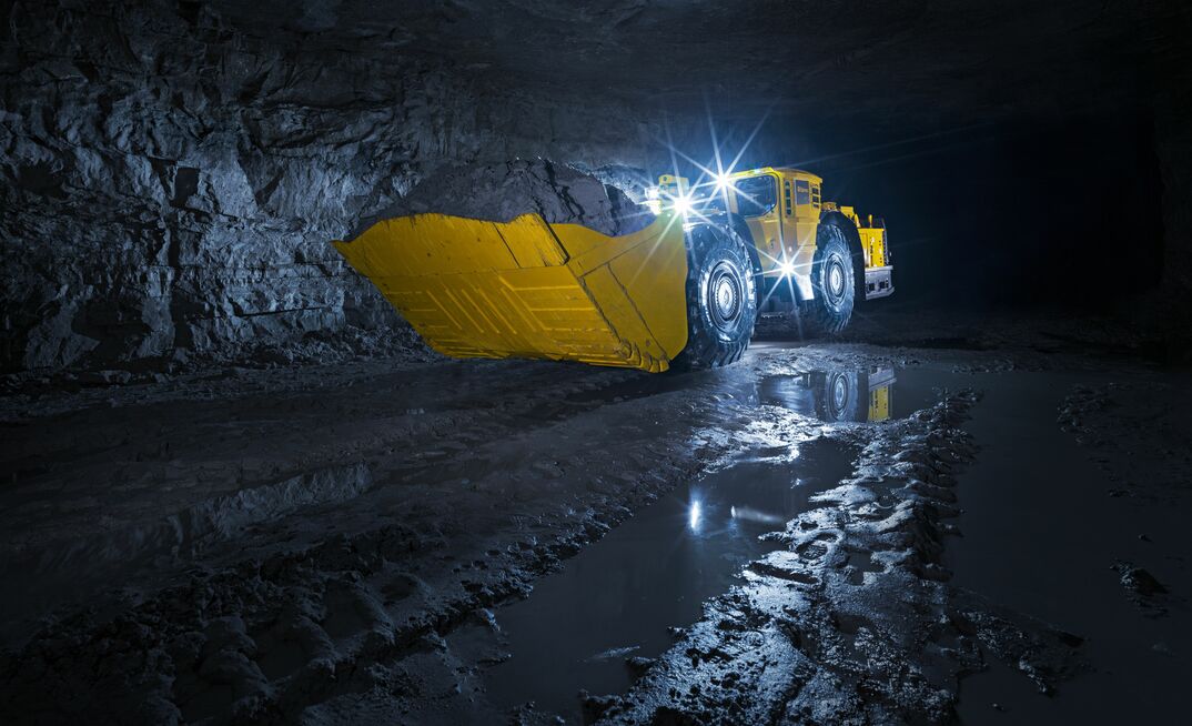 An Epiroc ST18 SG loader in operation underground.