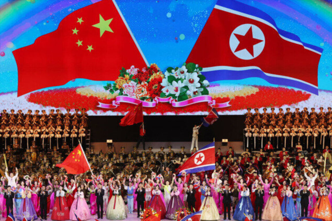 Xi Jinping and his wife watch an artistic performance in Pyongyang