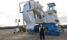 Derek Robson, site maintenance manager for plant at Banks Mining, in front of the RH200 earthmover at Shotton mine