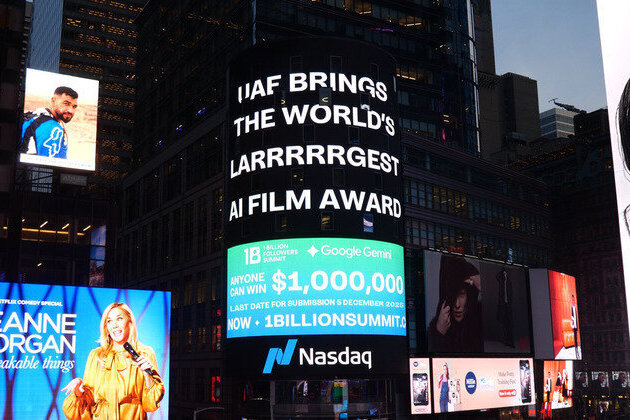 AI-Generated Film Award lights up Nasdaq Tower in New York's Times Square