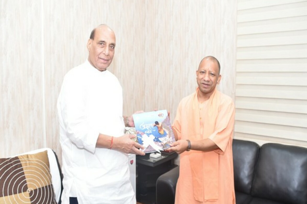 Uttar Pradesh Chief Minister Yogi Adityanath meets Union Minister Rajnath Singh