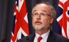  Mines minister Bill Johnston addressing the press at a conference on November 23