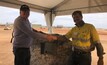  MACA executive director Geoff Baker and Pilbara Minerals CEO Ken Brinsden at the official opening of Pilgangoora in November 2018