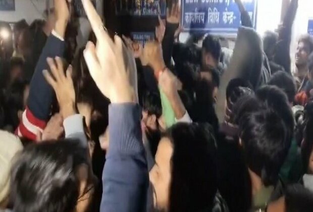 Students protest outside DU Law Faculty demanding extension of exams; blocked dean escorted by police