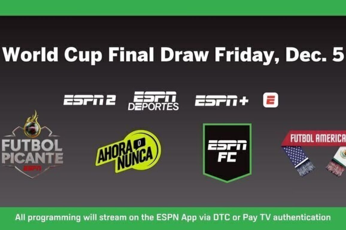 Coverage of World Cup 2026 Final Draw headlines soccer on ESPN networks this weekend