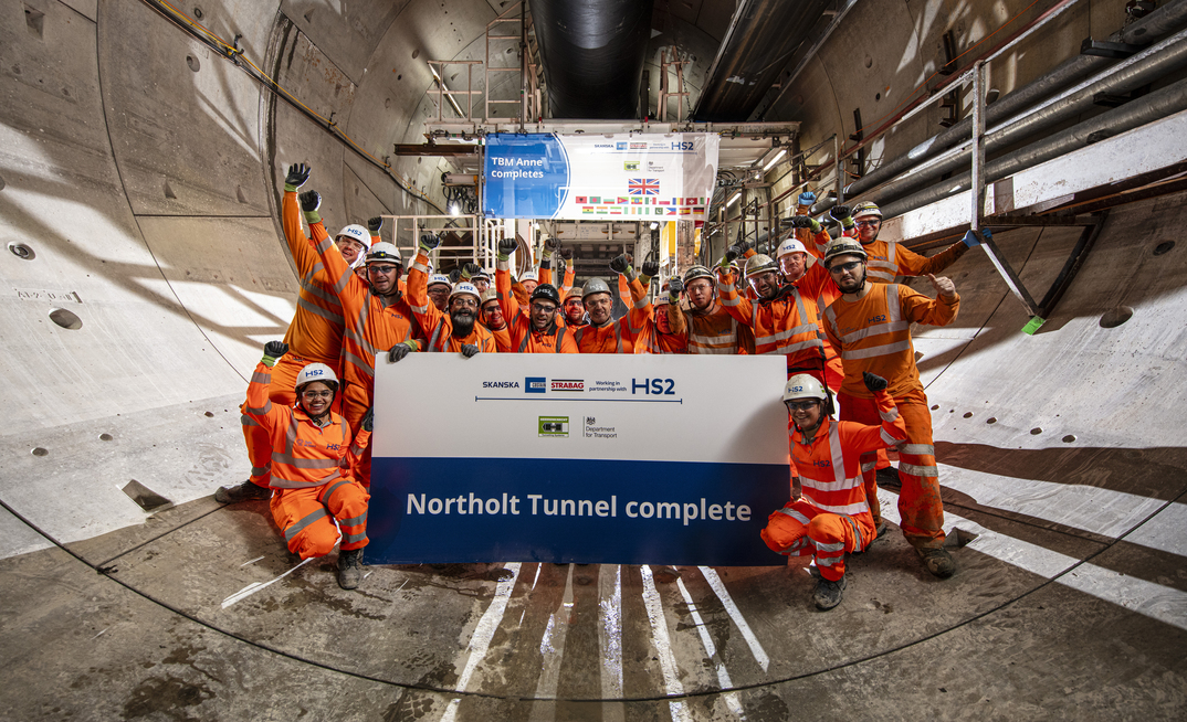 Miners from TBM Anne celebrate completing the Northolt Tunnel