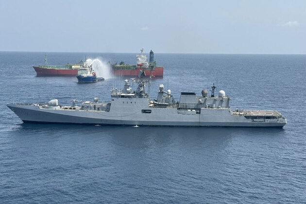 INS Trikand battles blaze, rescues crew after LPG tanker explosion off Yemen coast