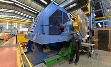 Marthinusen & Coutts's test technician, Suresh Gunpat, with the 40-pole synchronous mill motor