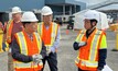 POSCO Group chairperson In-hwa Chang (left) inspects the Ultium CAM JV site in Canada