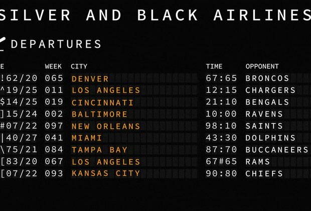 An itinerary for every Raiders road game during the 2024 season